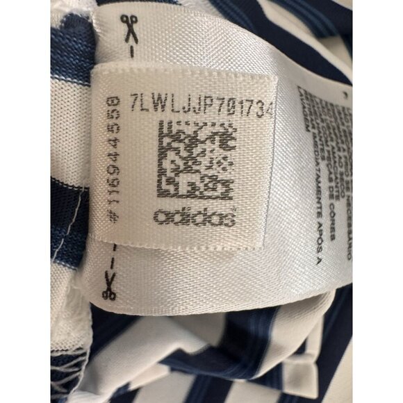 Adidas Polo Shirt Mens XXL Performance Navy White Striped 2XL Logo Golf Sports - Picture 15 of 15